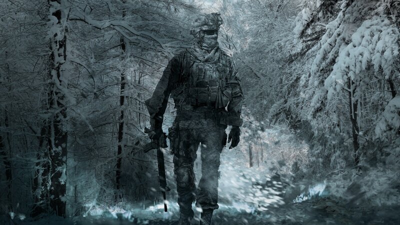 soldier in snowy forest
