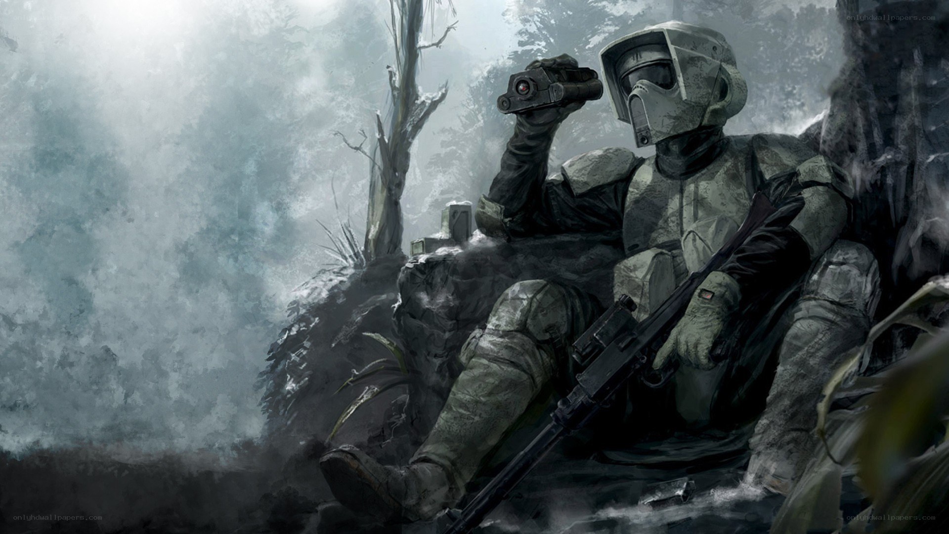 soldier in snowy forest