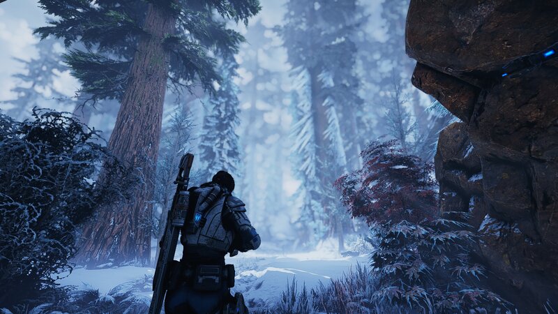 Soldier in Snowy Forest — Blue, Cold, Misty