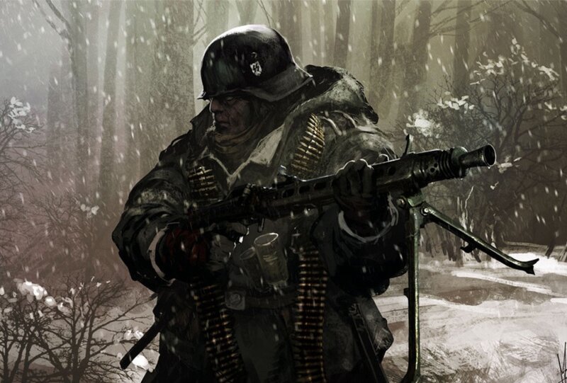 Soldier in Snowy Forest — Gray