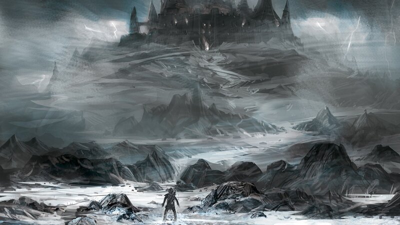 Soldier in Snowy Landscape — Gray, Dramatic
