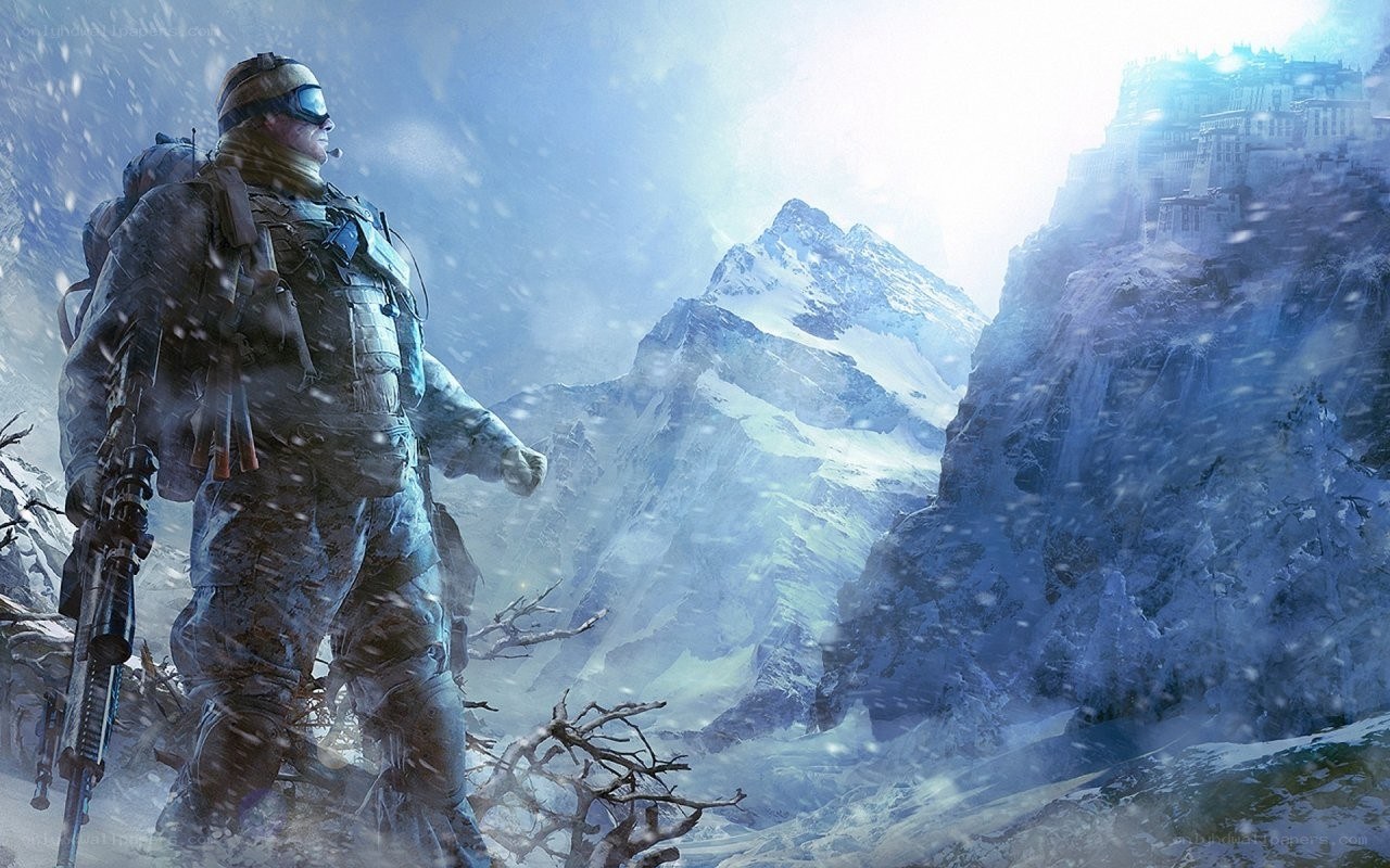 soldier in snowy mountains
