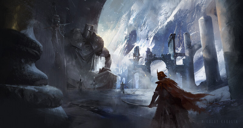 Soldier in Snowy Ruins — Gray