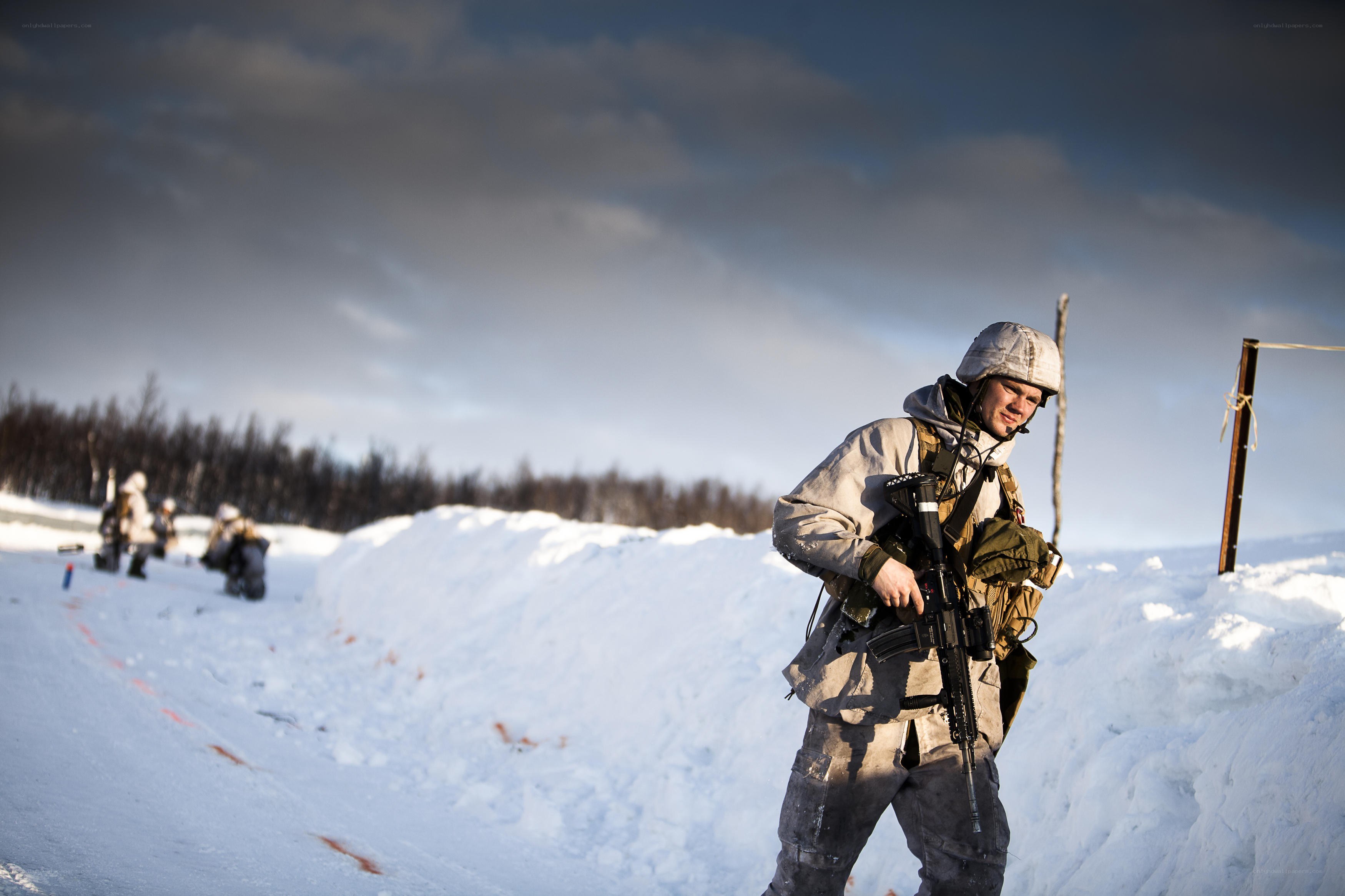Soldier in snowy terrain
