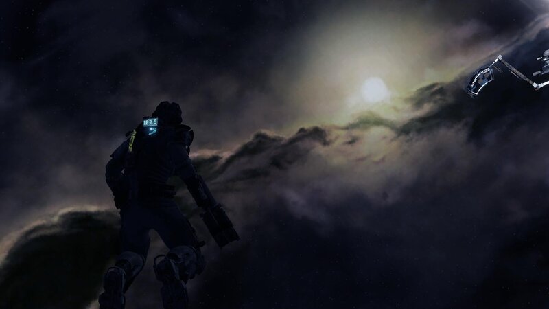 soldier in space with weapon