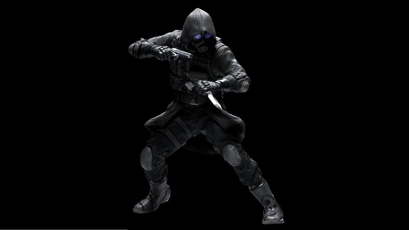 Soldier in Tactical Gear — Black, Dark