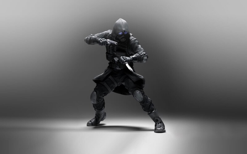 Soldier in Tactical Gear — Black, Dramatic, 3d Render