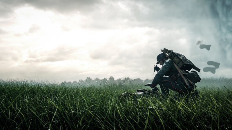 Soldier in Tall Grass — Green, Dramatic