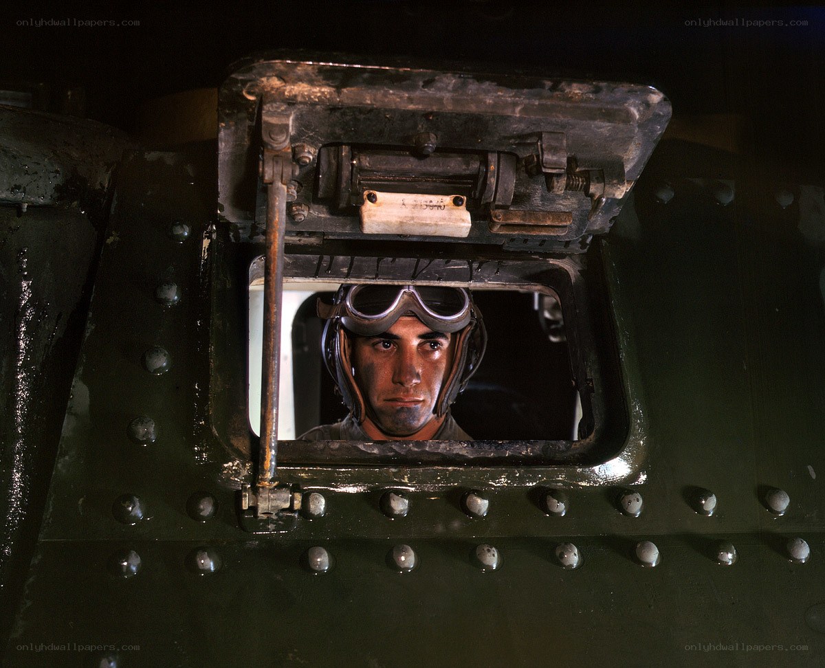 Soldier in tank cockpit