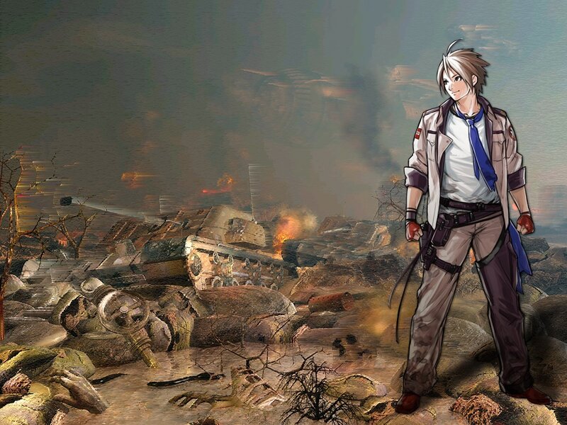 soldier in war-torn landscape