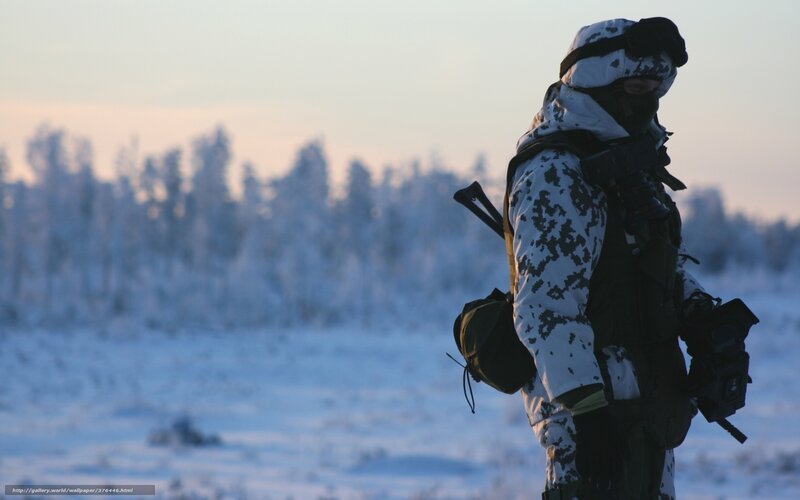 Soldier in winter camouflage