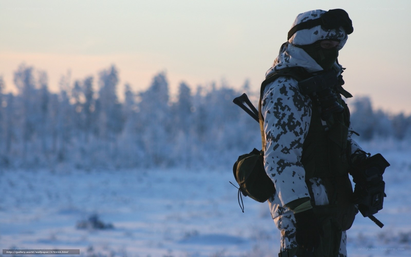 Soldier in winter camouflage