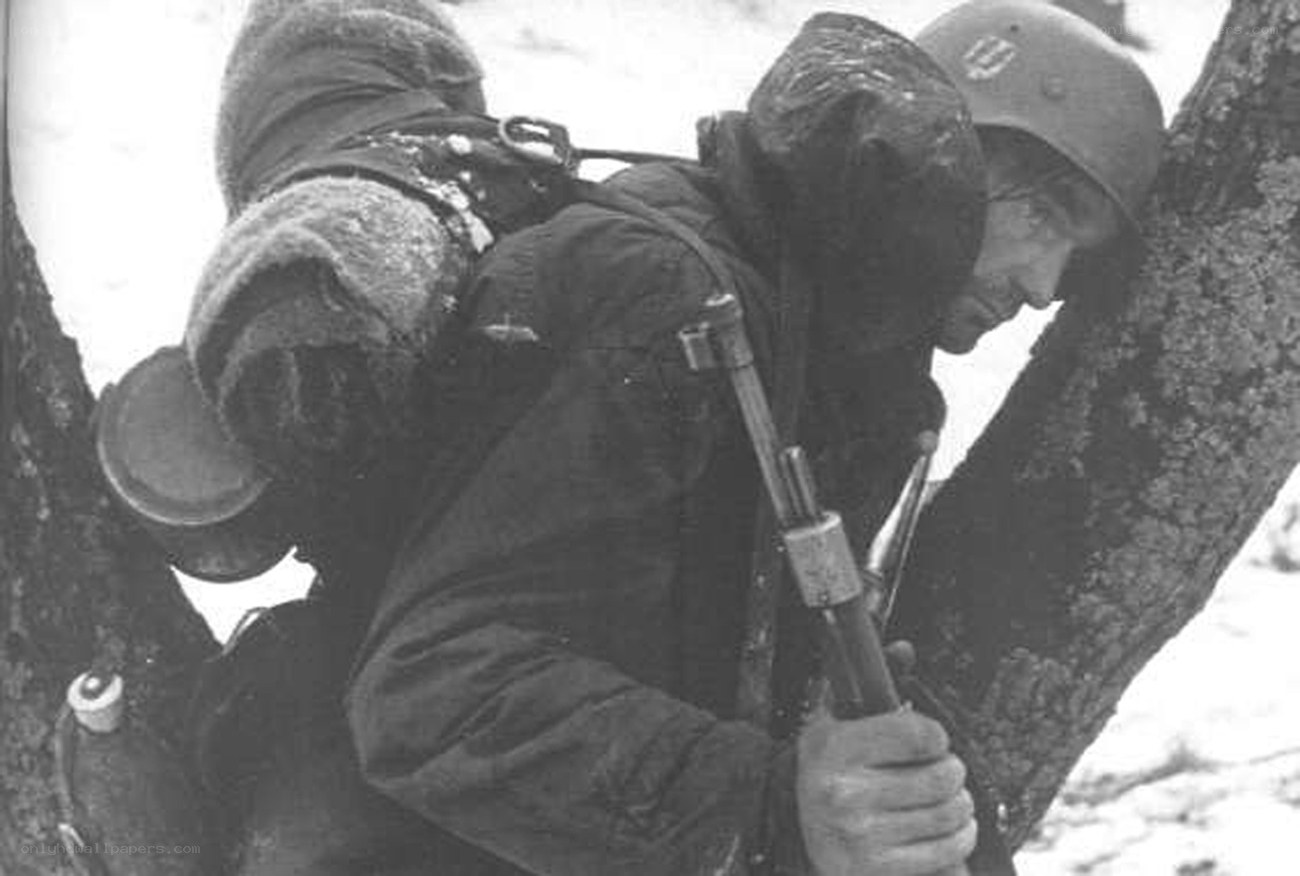 Soldier in winter combat