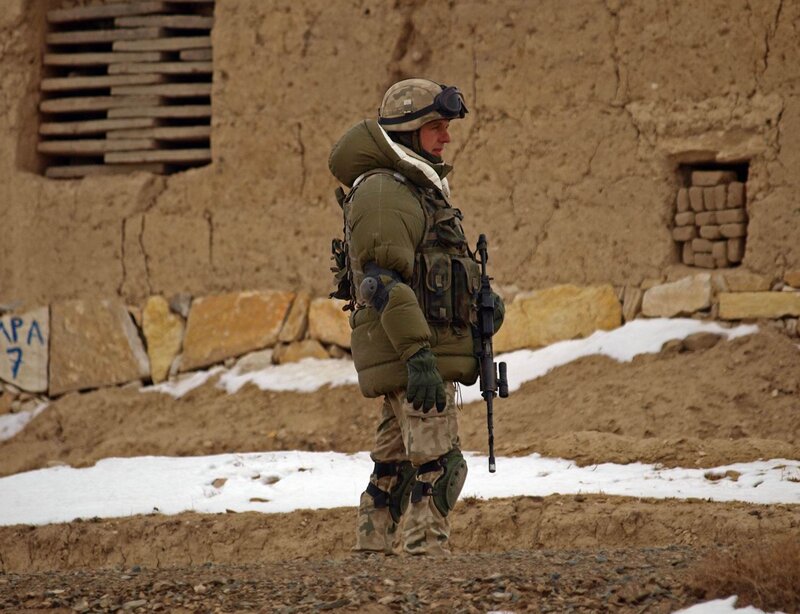 Soldier in winter gear on patrol