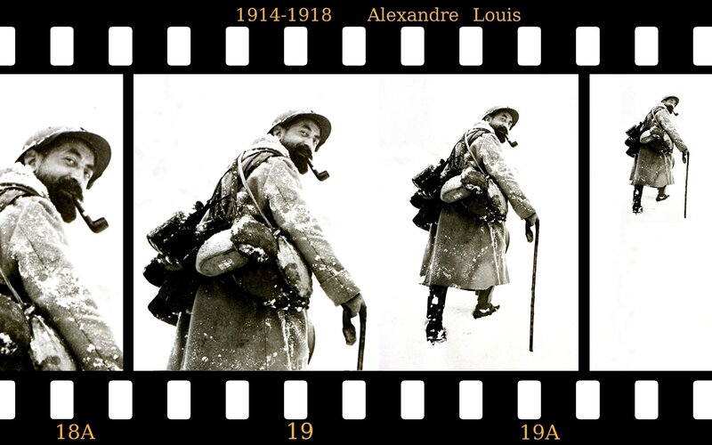 Soldier in winter trench