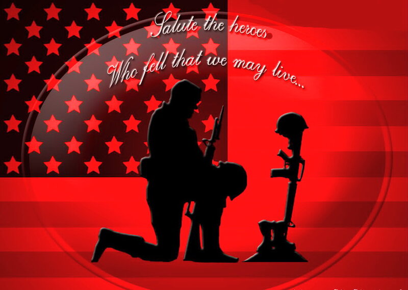 Soldier Kneeling at Grave