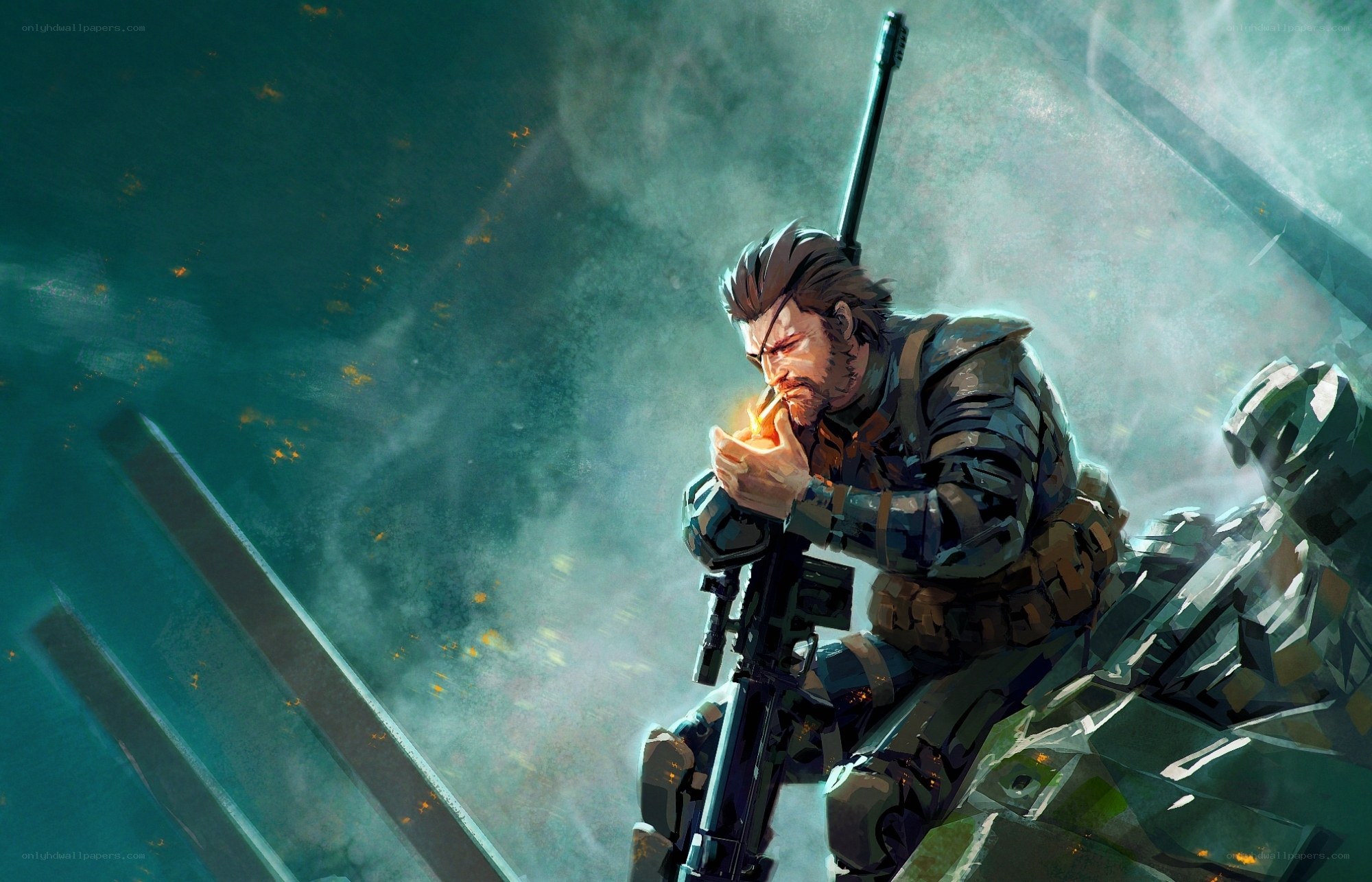 soldier lighting a cigarette