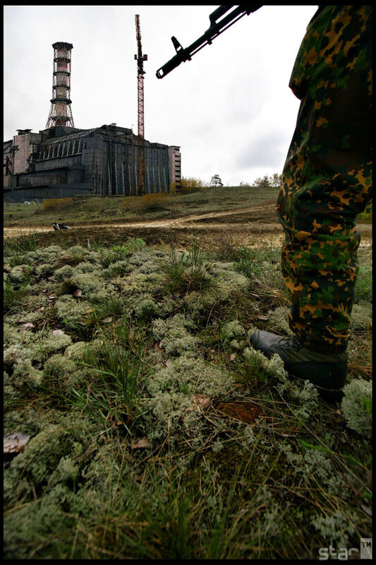 Soldier near Chernobyl reactor