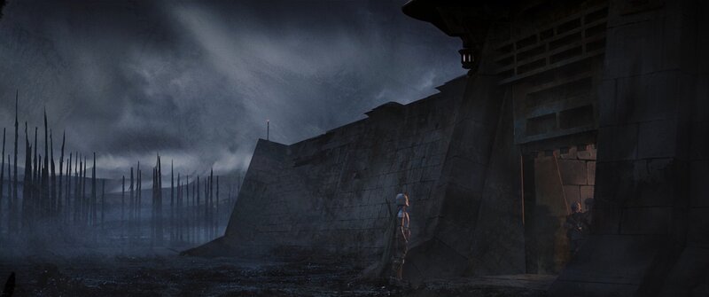Soldier Near Fortress — Gray
