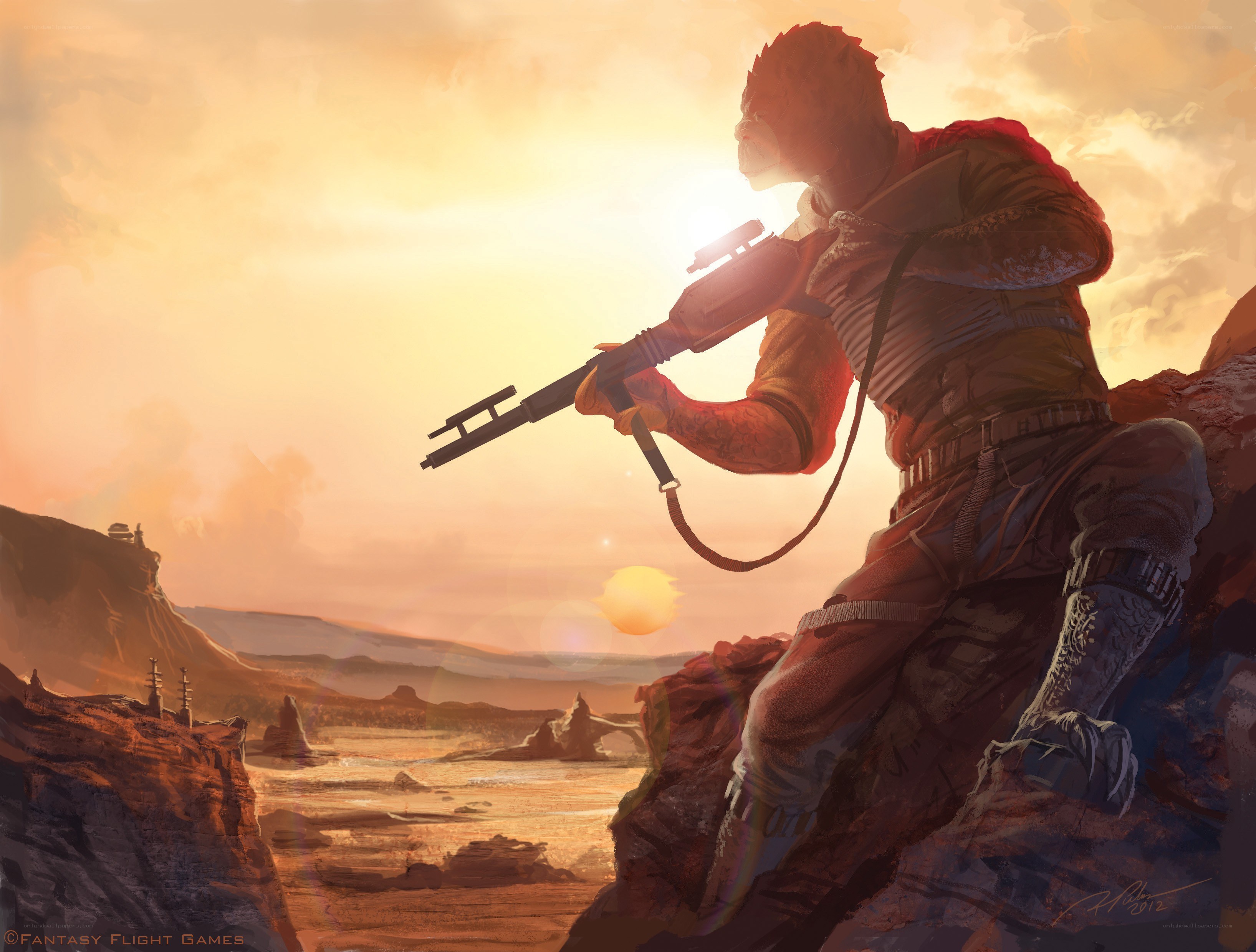 soldier on a desert cliff