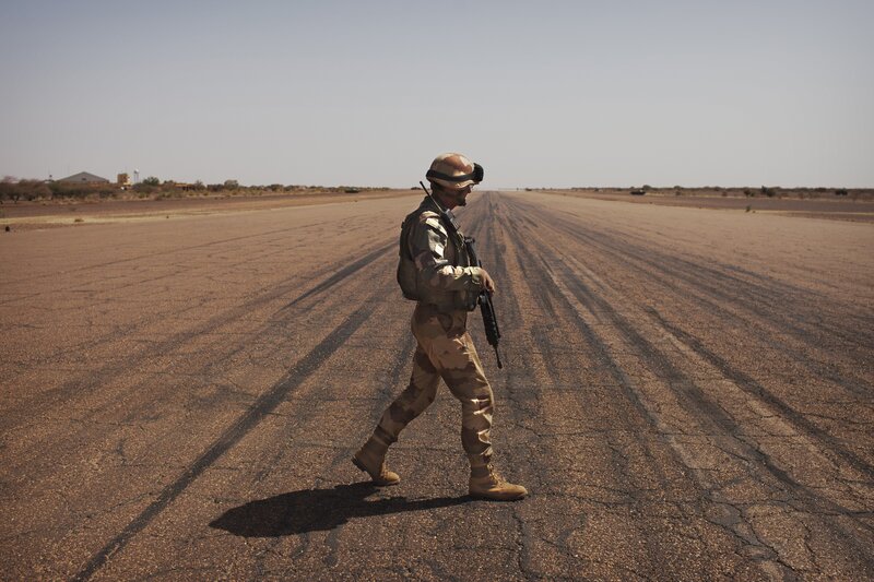 Soldier on a desert runway