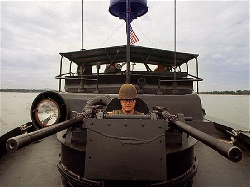 Soldier on a military boat