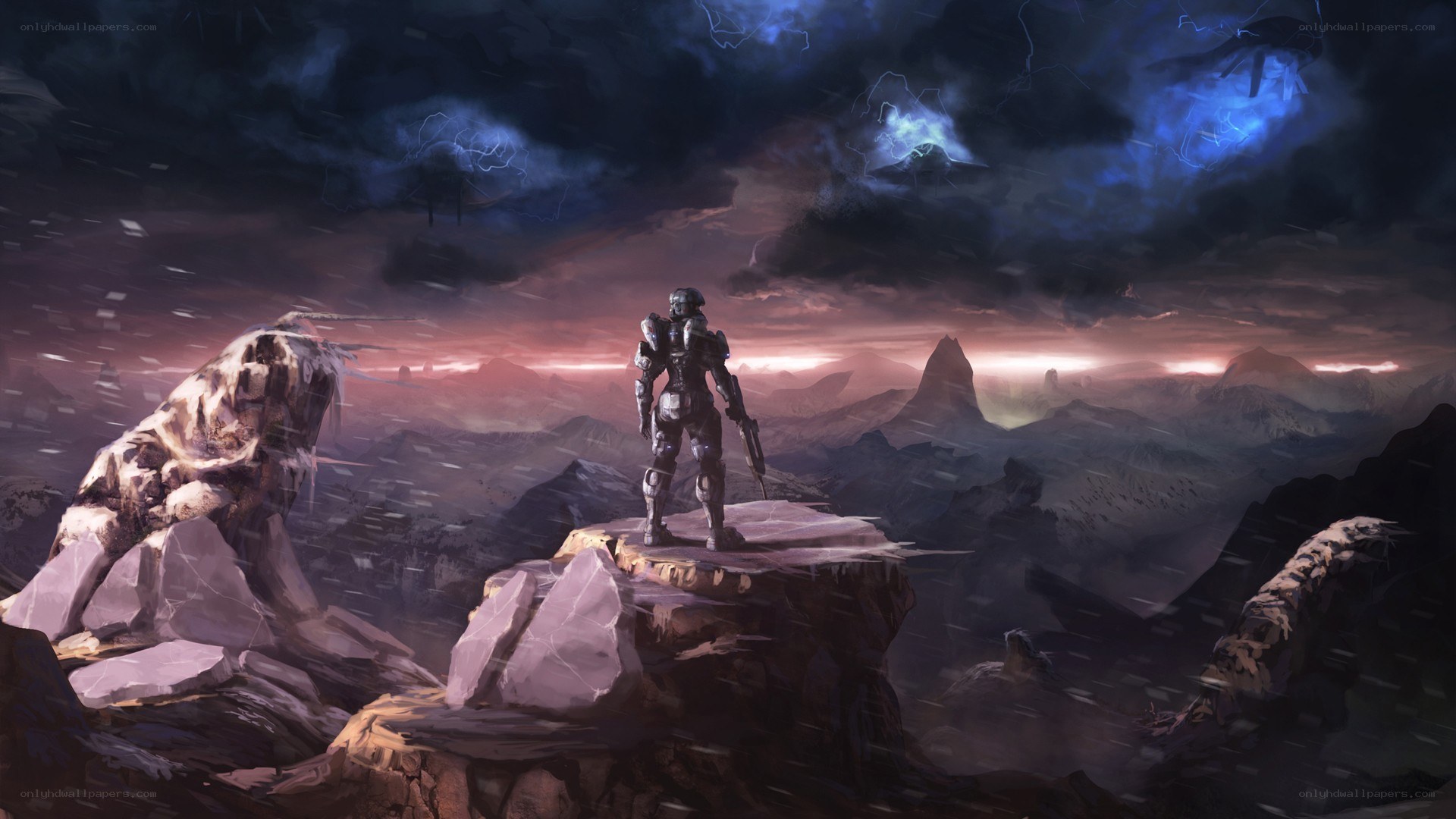 soldier on a rocky cliff