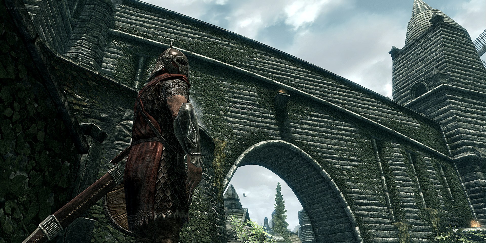 soldier on a stone bridge