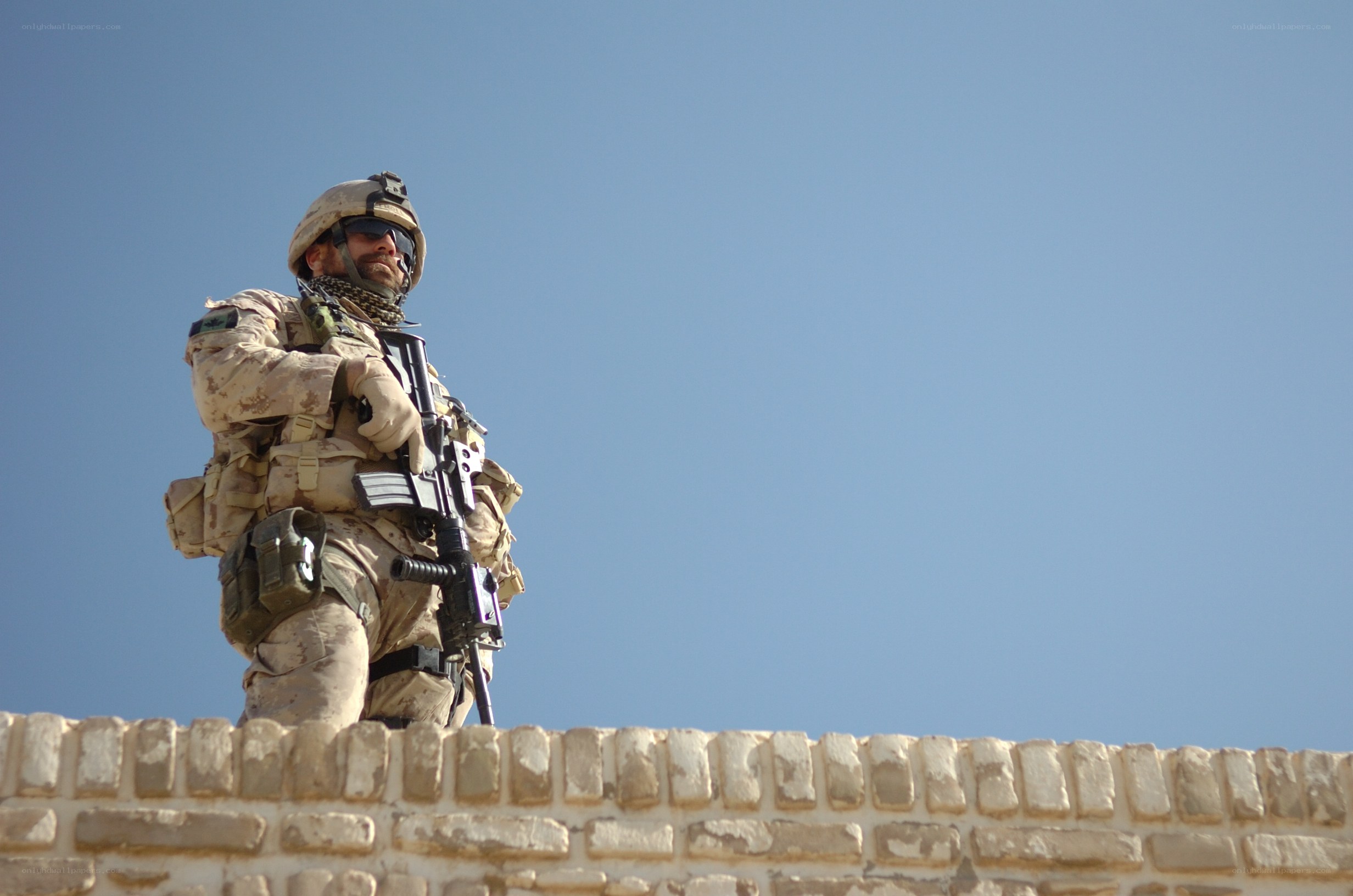 Soldier on a wall