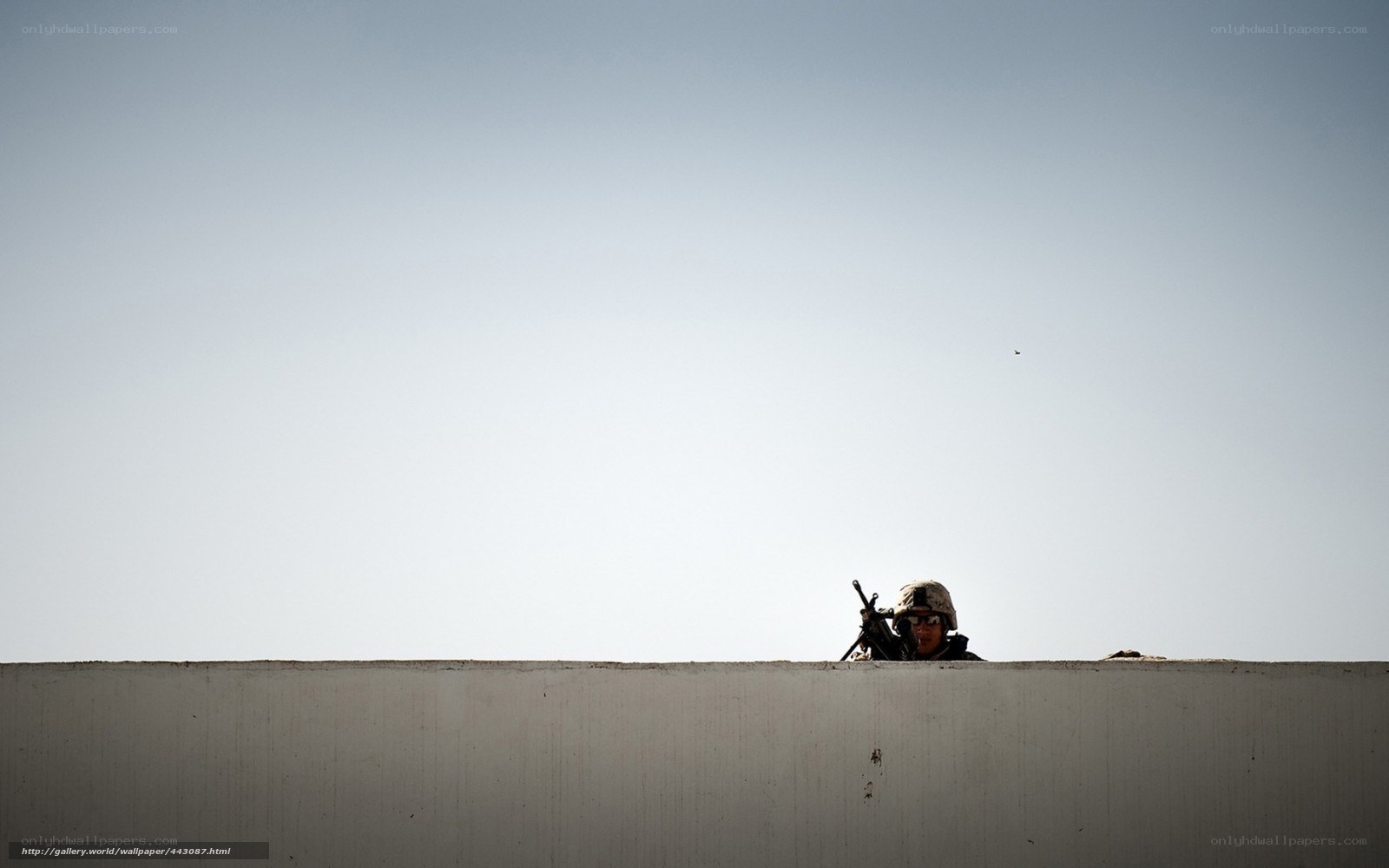 Soldier on a wall