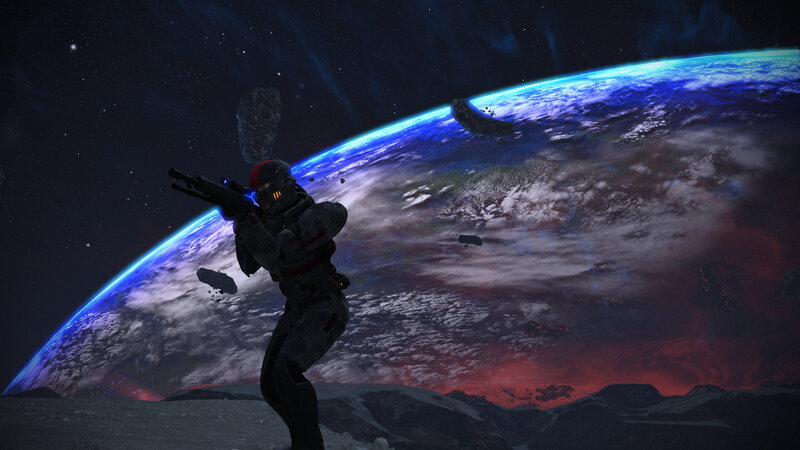 Soldier on Alien Planet — Blue, Dramatic