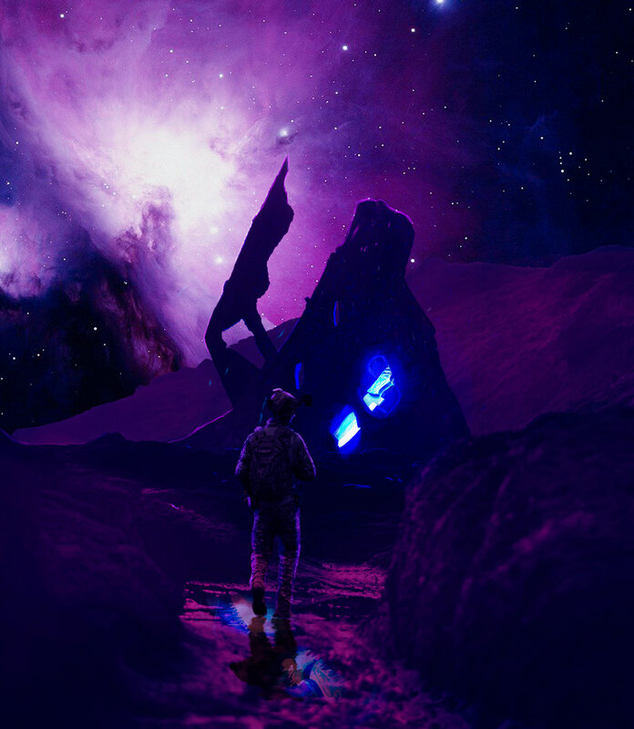 Soldier on Alien Planet — Purple, Dramatic