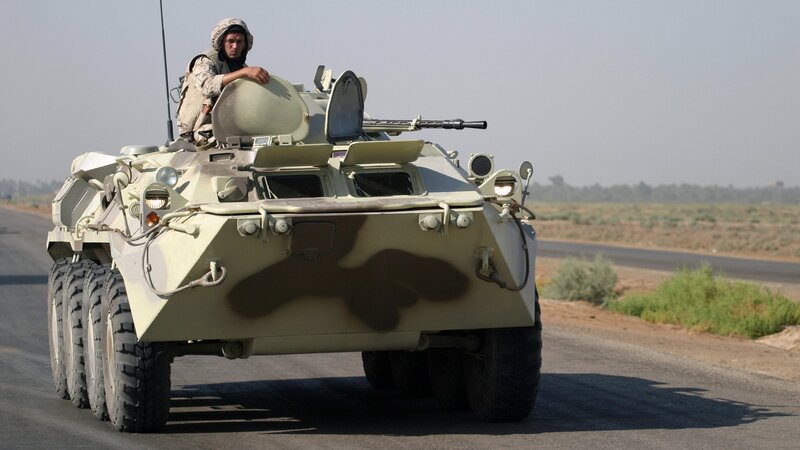 Soldier on Armored Vehicle — Tan, Dramatic