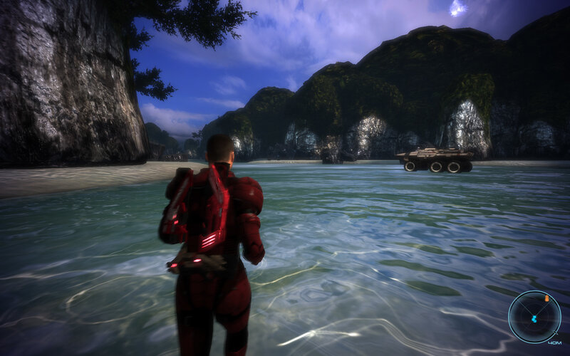 soldier on beach with vehicle