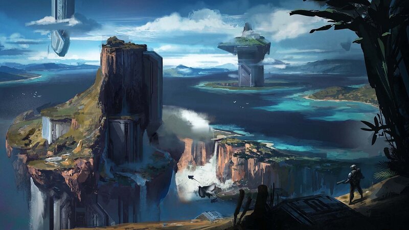 Soldier on Cliff Edge — Blue, Dramatic, Afternoon, Digital Art