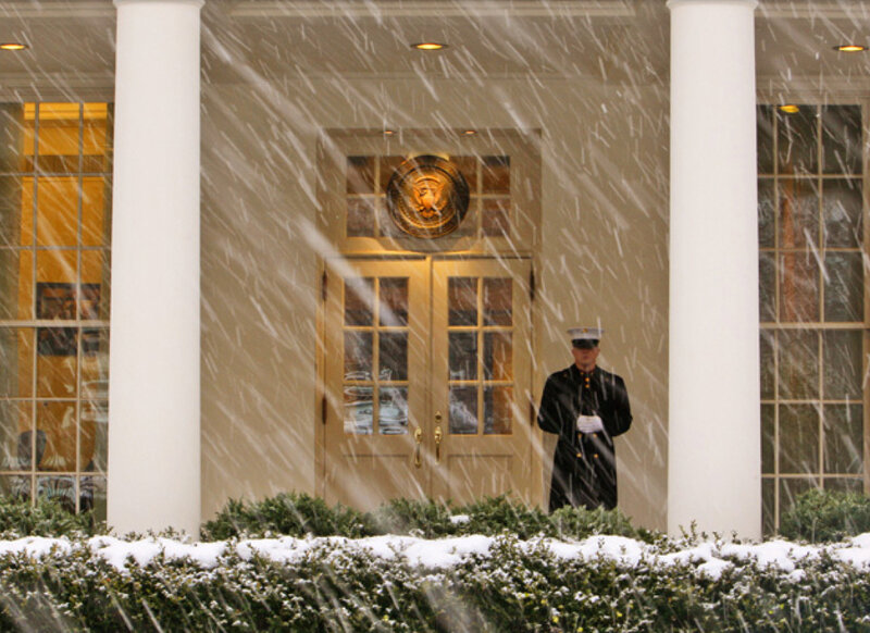 Soldier on Guard in Snow