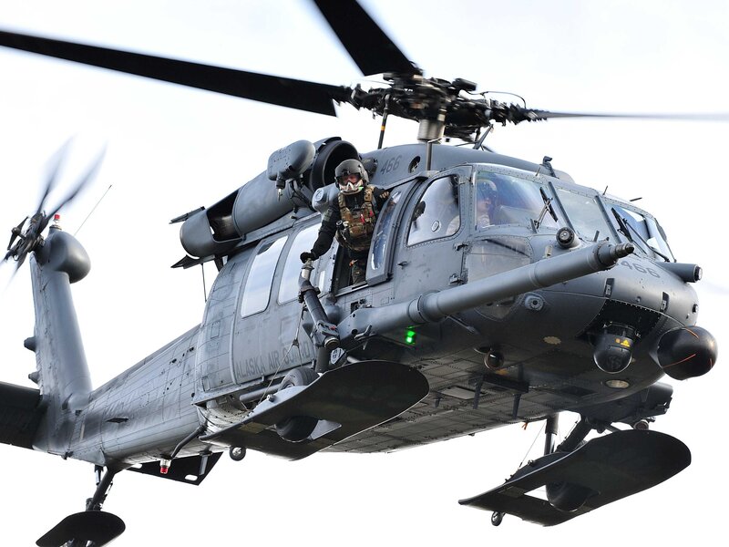 Soldier on Helicopter — Gray