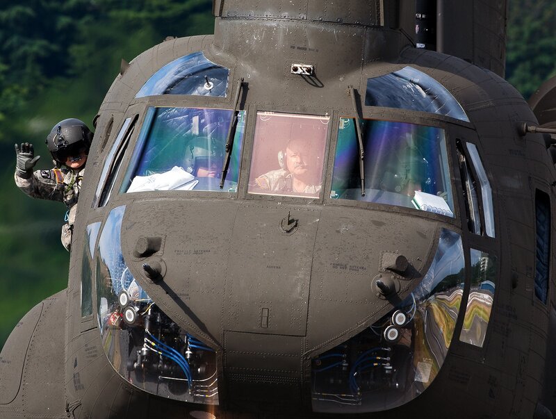 Soldier on Helicopter