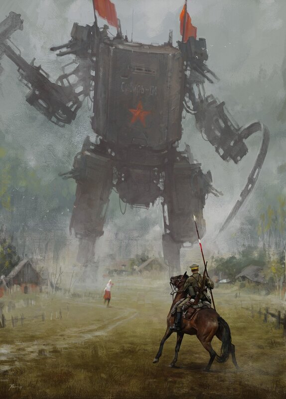 Soldier on Horse Facing Robot