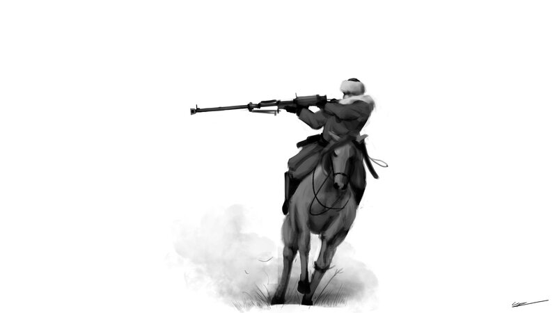 Soldier on Horseback — Black, Dramatic