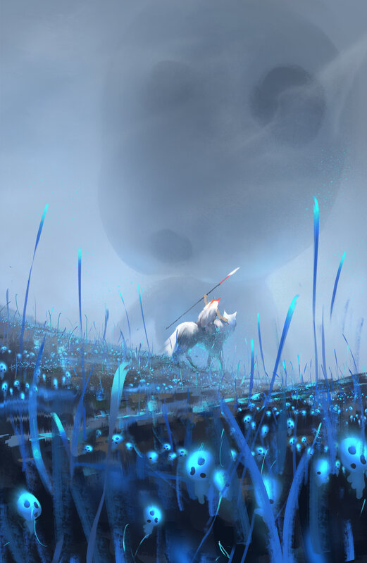 Soldier on Horseback — Blue, Dramatic, Digital Art