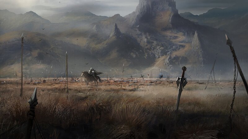 Soldier on Horseback — Brown, Dramatic, Afternoon, Digital Art, Mountains