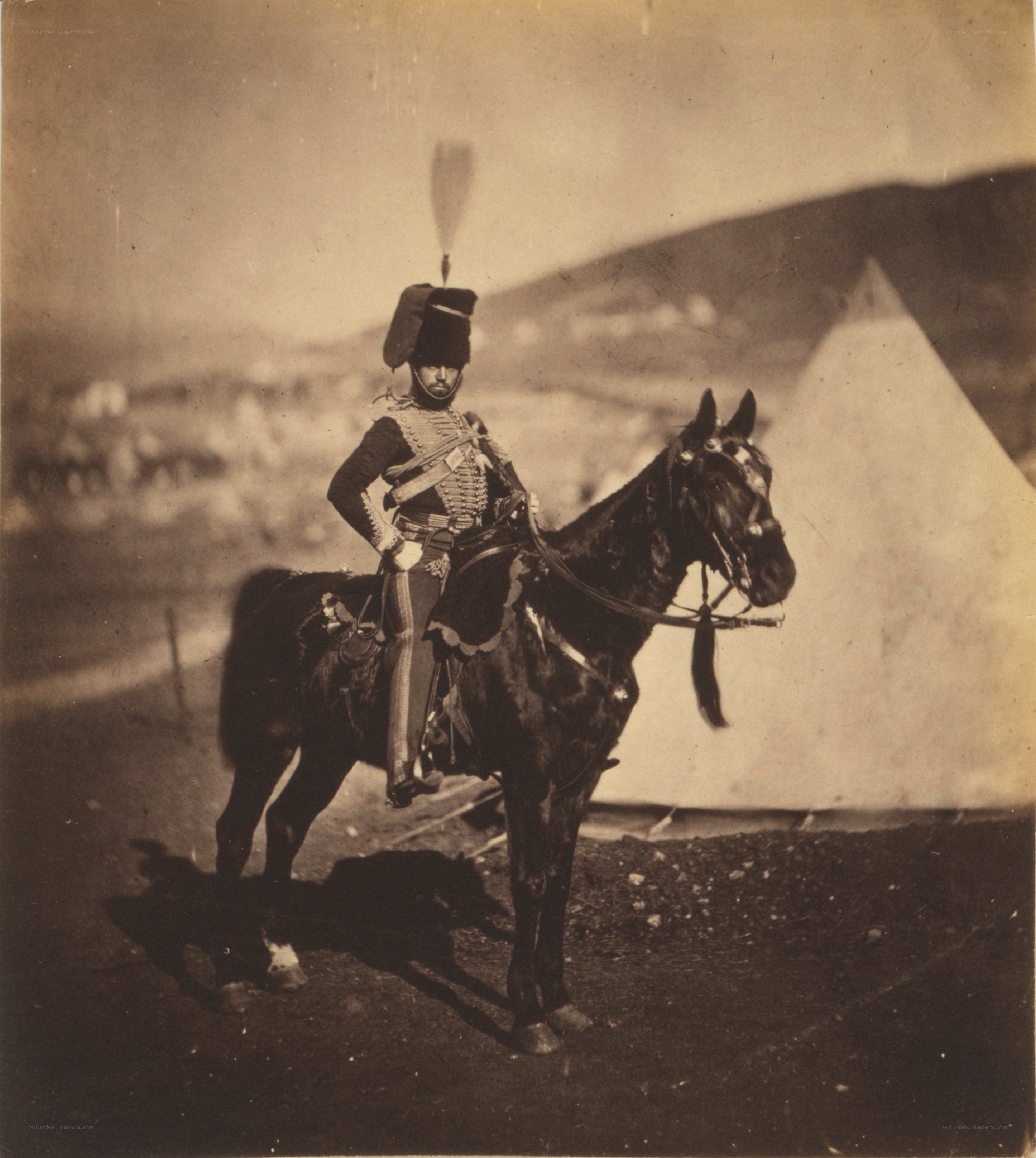 Soldier on horseback in uniform