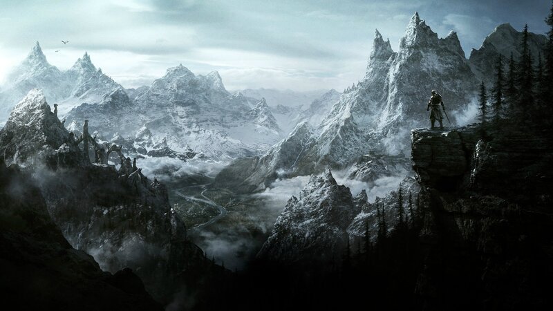 Soldier on Mountain Cliff — Gray, Dramatic