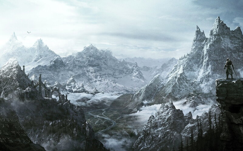 Soldier on Mountain Peak — Gray, Dramatic