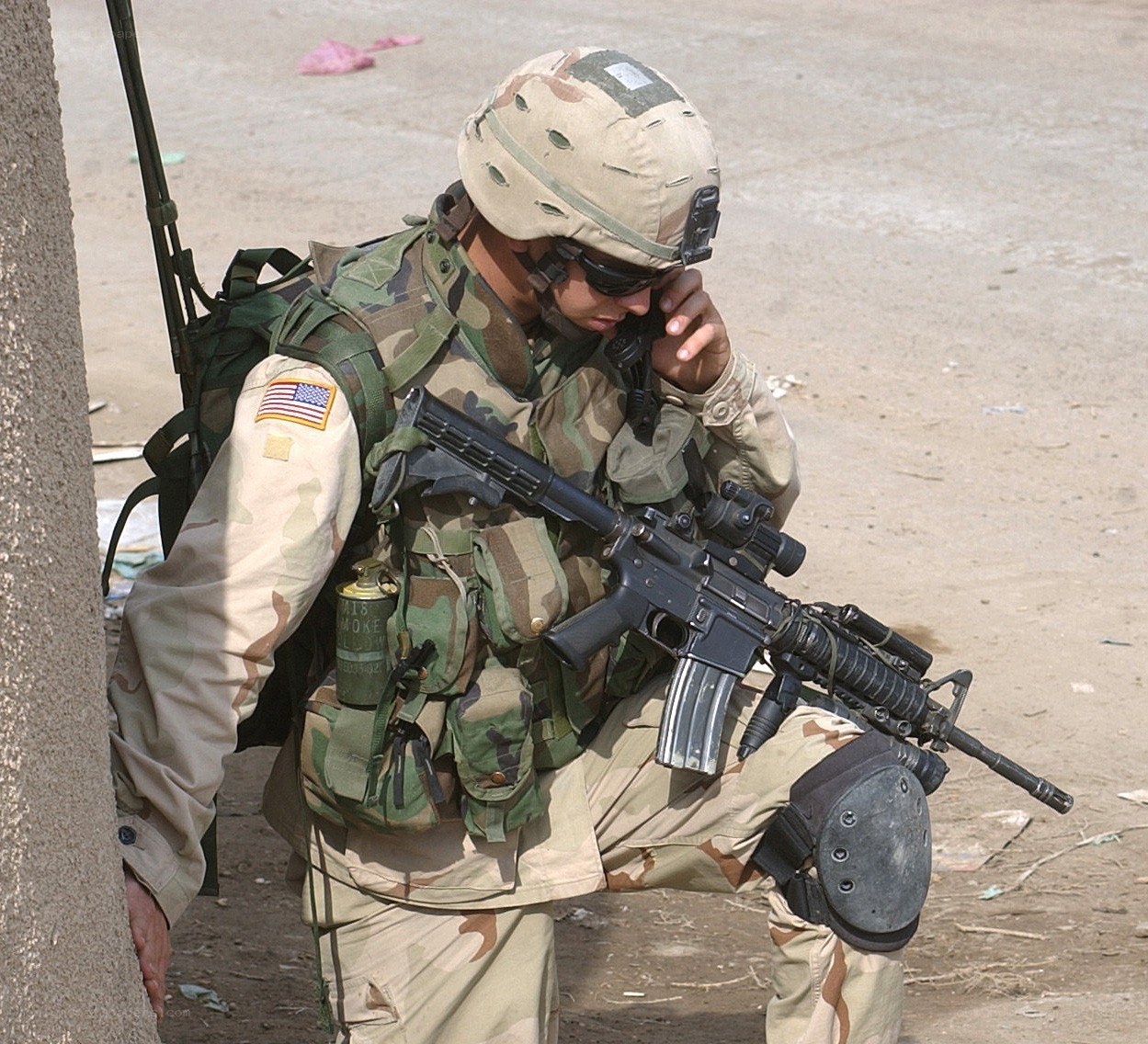Soldier on radio communication