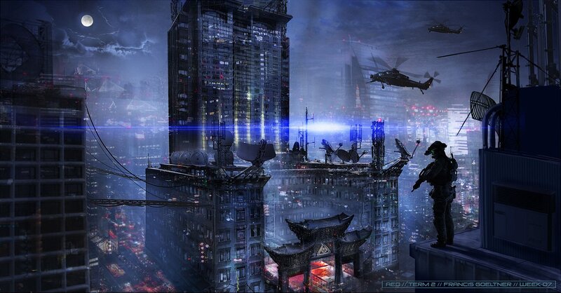 Soldier on Rooftop — Blue