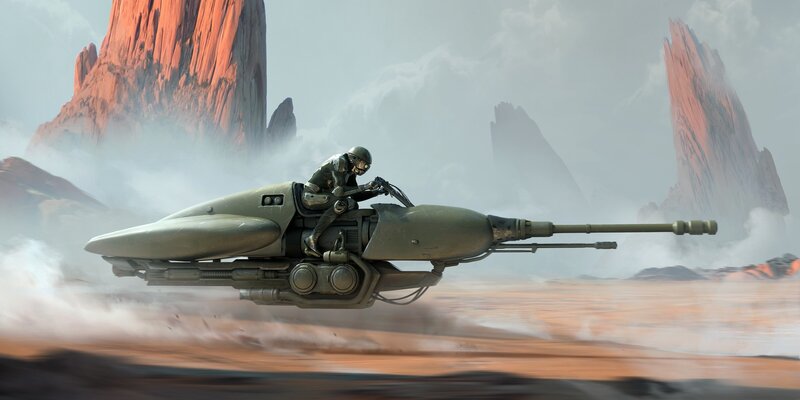 Soldier on Speeder Bike — Gray