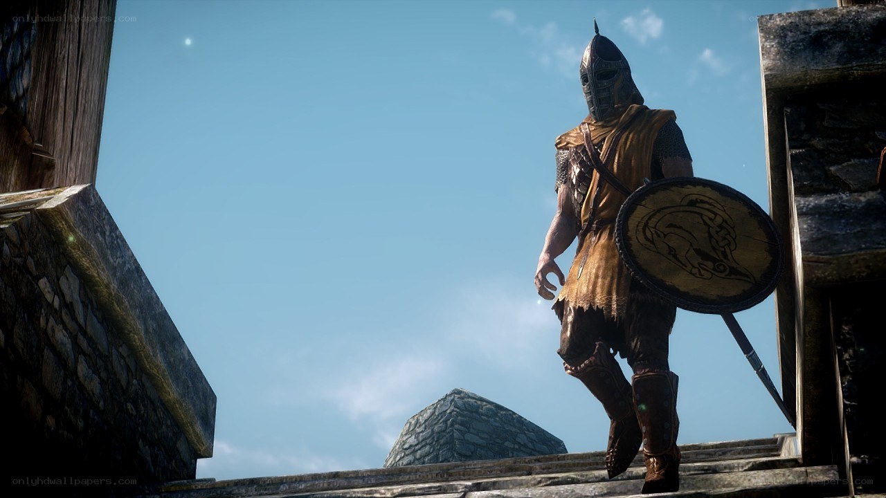 soldier on stone stairs