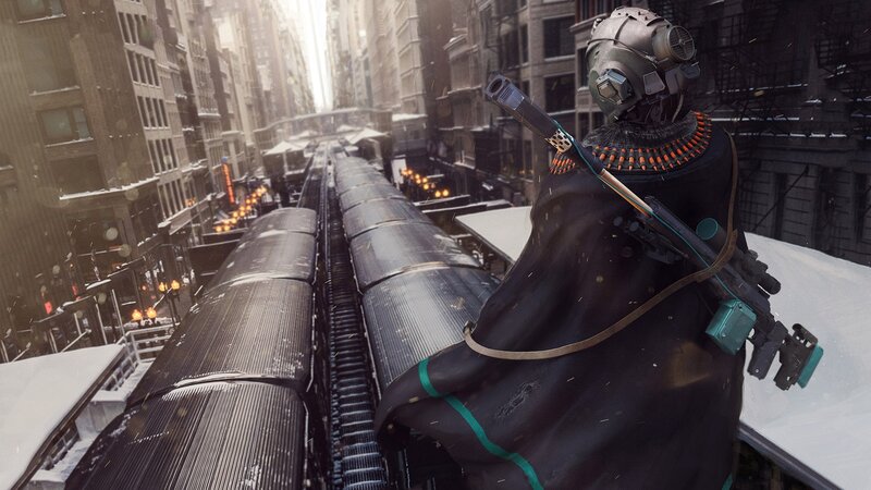 Soldier on Train Tracks